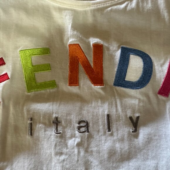 Fendi Italy Roma Amor Women's White Blouse Embroidered Size Small - Picture 2 of 7